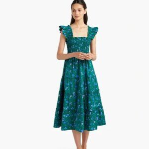 Hill House Ellie Nap Dress in Emerald Space Floral Size XS
